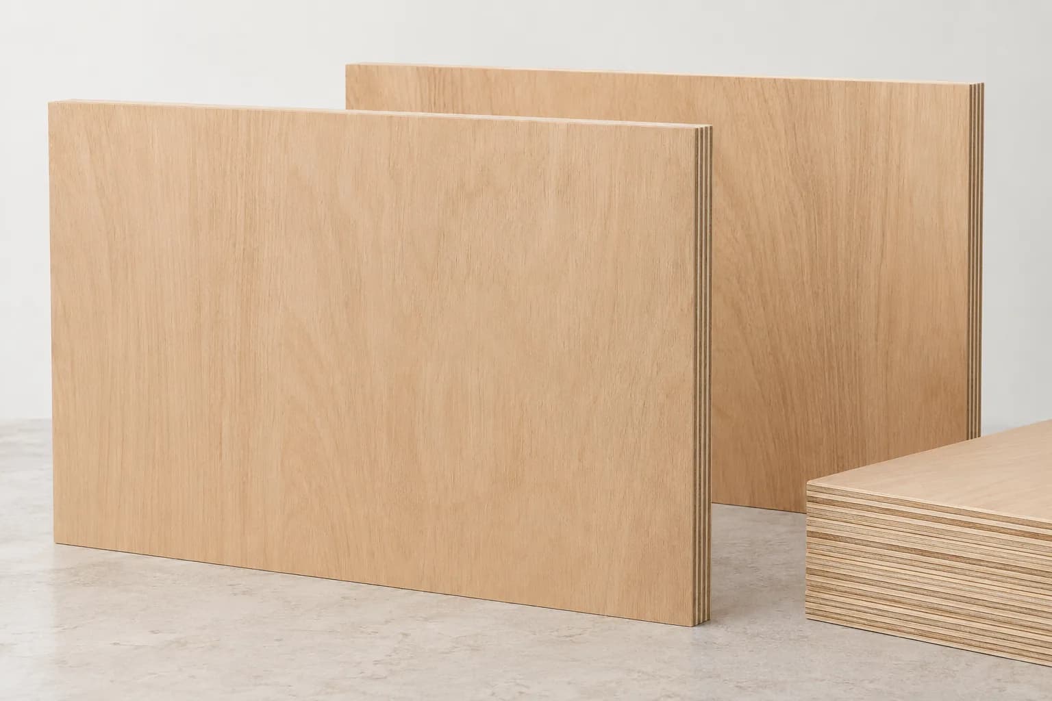 Eucalyptus plywood panels with continuous wood faces and layered cut edges