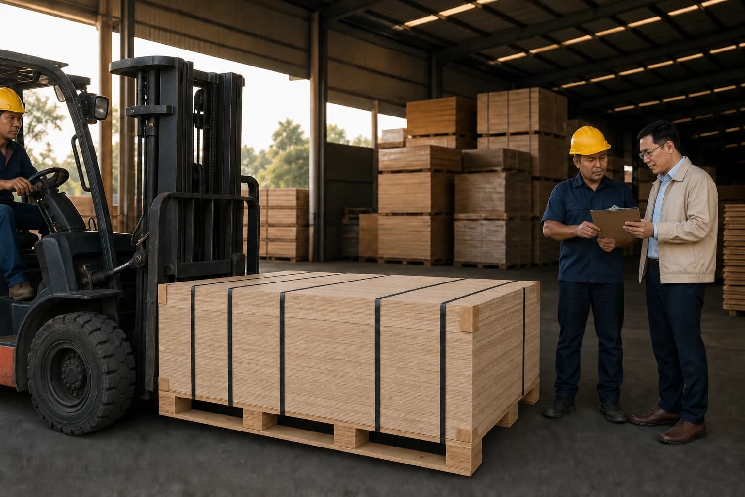 Packed plywood ready for shipment