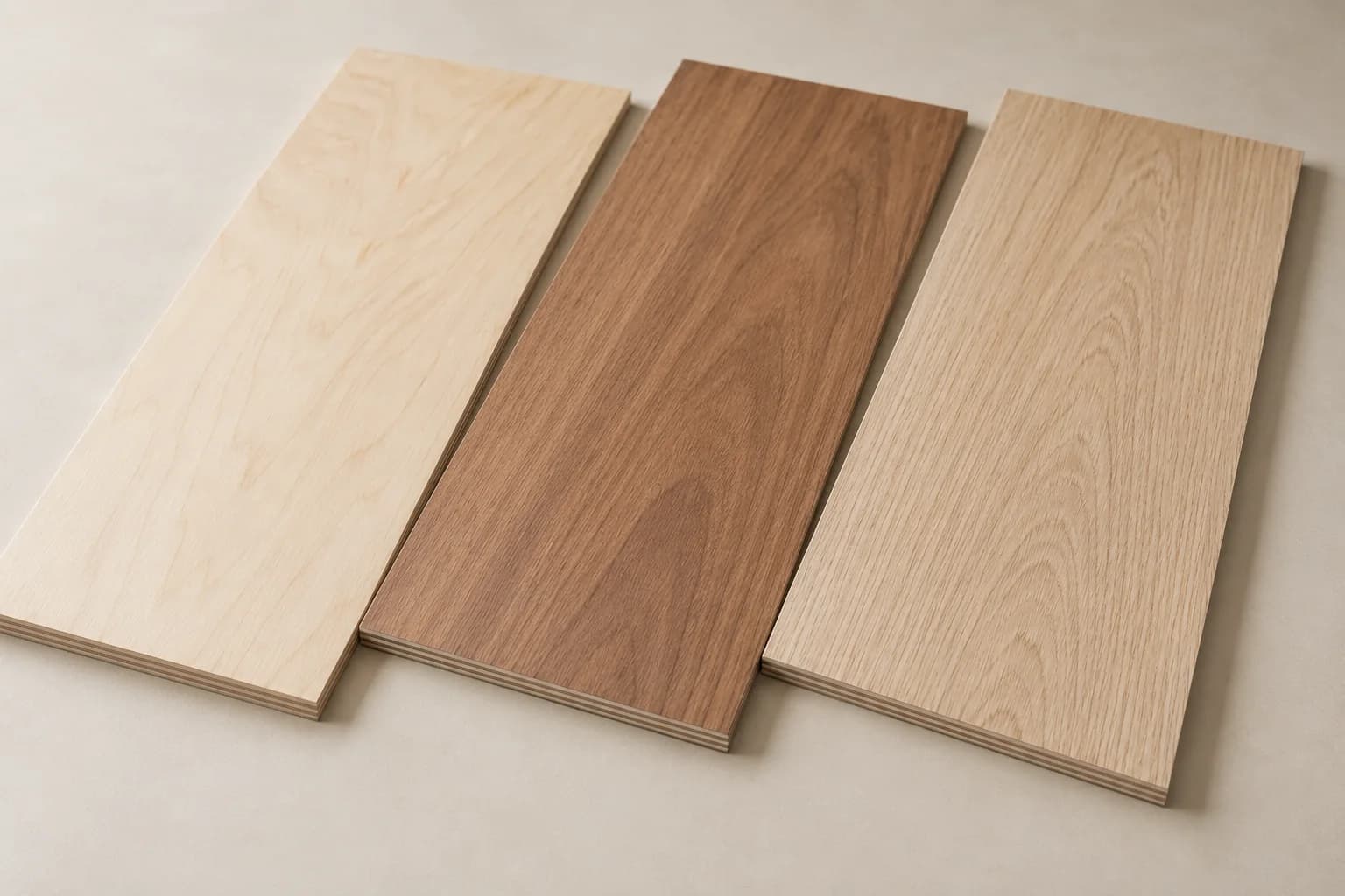 Thin plywood door-facing panels with continuous veneer faces and narrow layered cut edges