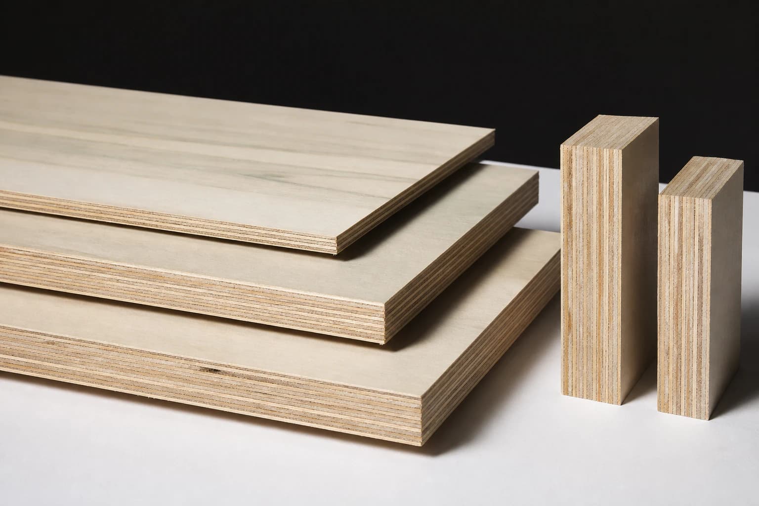 All-poplar plywood faces and exposed low-gap and high-ply edge constructions